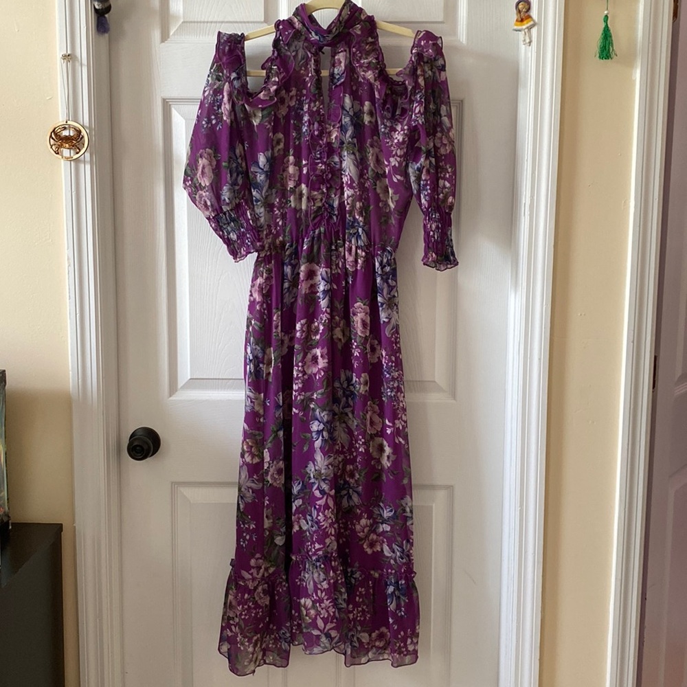 chinese dress ladies Green Floral Print Viscose Maxi Dress